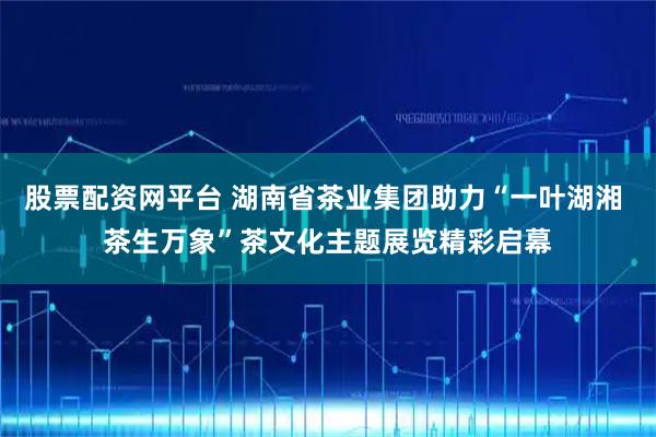 股票配资网平台 湖南省茶业集团助力“一叶湖湘 茶生万象”茶文化主题展览精彩启幕